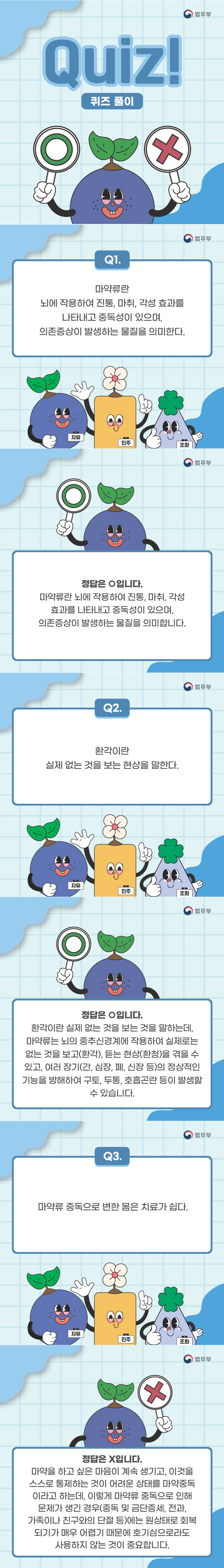 마약예방 가정통신문 퀴즈정답 (초등)